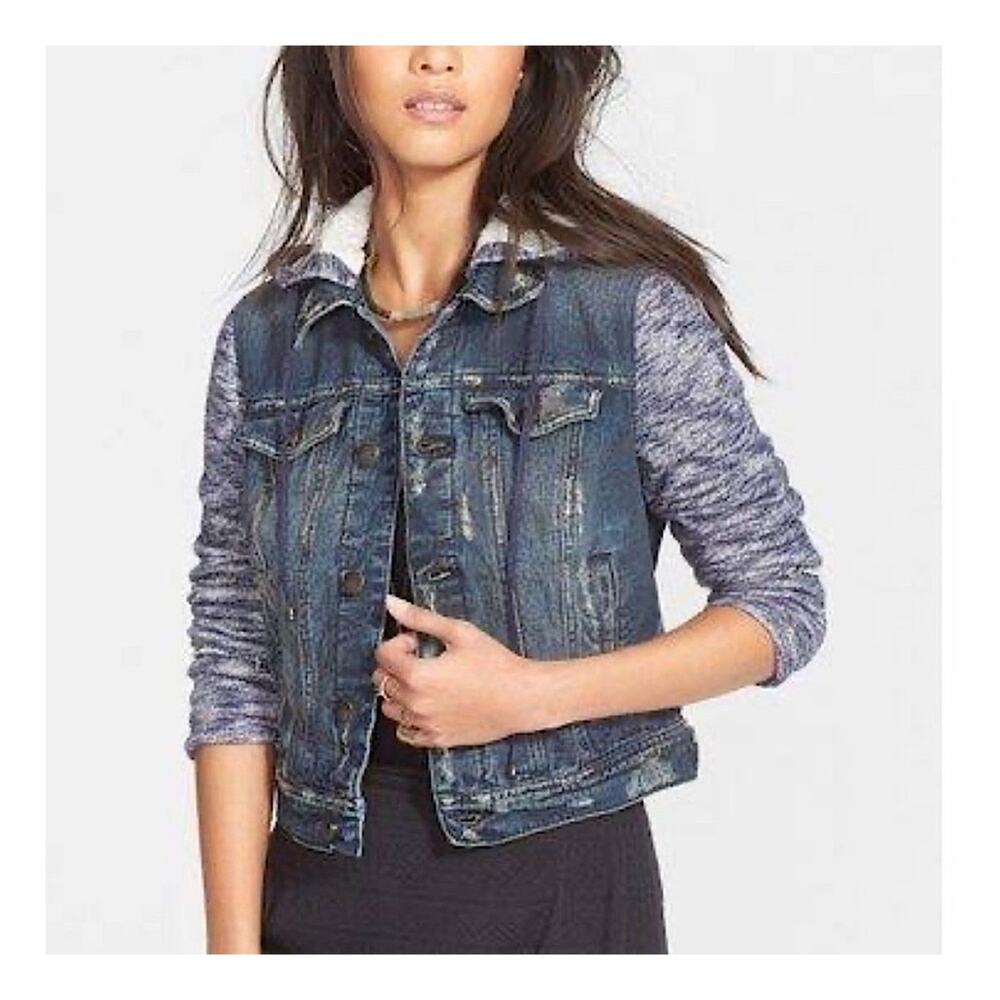 Free People Hoodie Denim Jacket